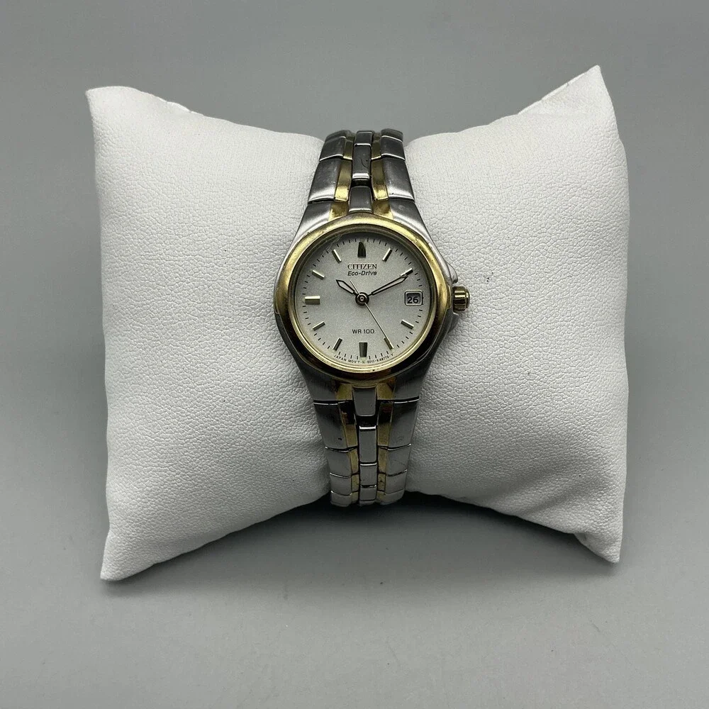 Citizen Eco-Drive Womens Watch 24mm Silver Dial Date E011-K15711 Two Tone 6